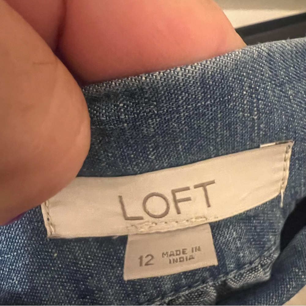 LOFT Blue Button-Front Denim Midi Skirt - Picture 12 of 12